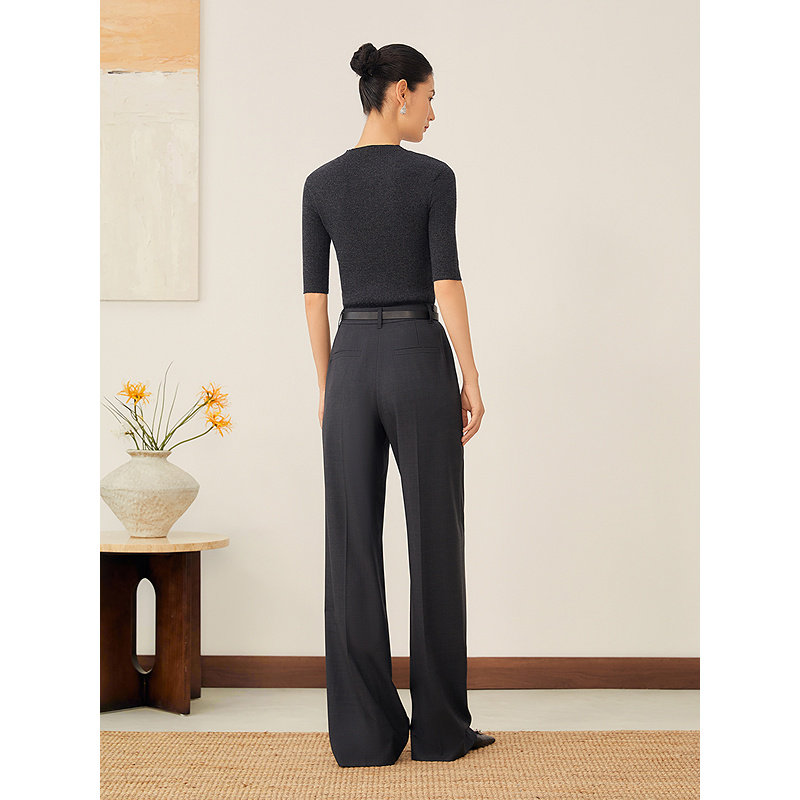 YINER音儿2025秋季新款法式智性灰美丽诺羊毛混纺亮丝针织衫套头,淘宝优惠券,粉丝福利购,淘宝优惠卷