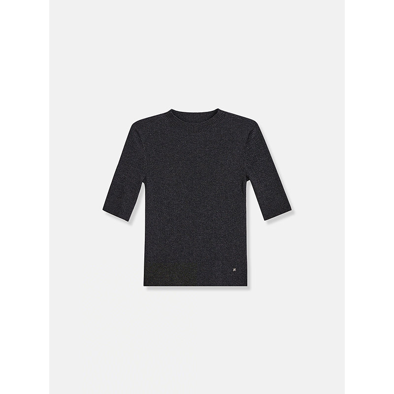 YINER音儿2025秋季新款法式智性灰美丽诺羊毛混纺亮丝针织衫套头,淘宝优惠券,粉丝福利购,淘宝优惠卷