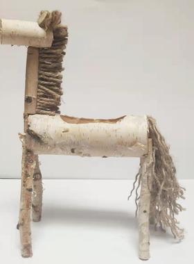 森系田园风桦木马上发财酒吧花器