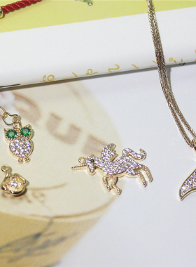 真金电镀小挂件延长链水滴钻吊坠