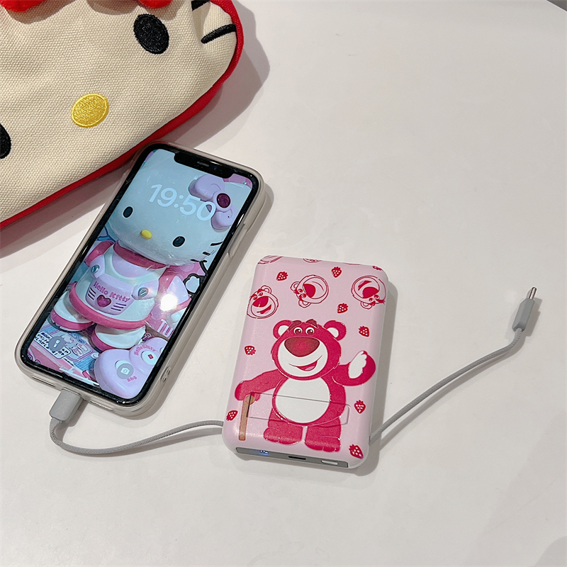 新款迪士尼磁吸充电宝PD20W适用苹果华为快充自带线支架10000毫安 - 图3