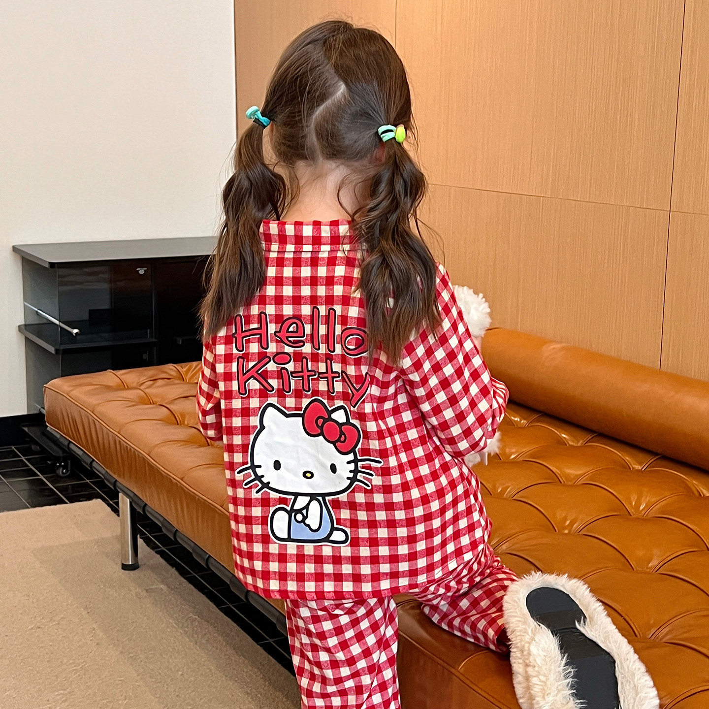 栀了成长记童装女童韩版格子家居服秋季新款儿童宝宝卡通睡衣套装,淘宝优惠券,粉丝福利购,淘宝优惠卷