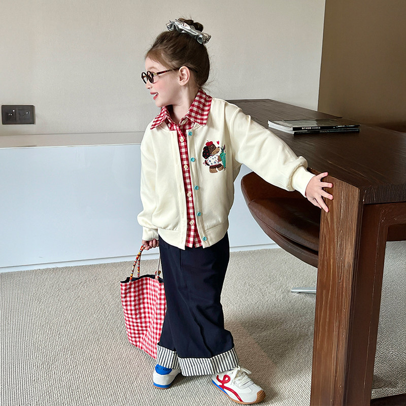 栀了成长记童装女童韩版休闲撞色直筒裤春秋新款儿童百搭卷边裤子,淘宝优惠券,粉丝福利购,淘宝优惠卷