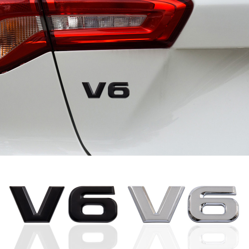 汽车尾标V6 V8改装4WD车贴纸全时四驱大排量AWD越野4X4金属车侧标 - 图0