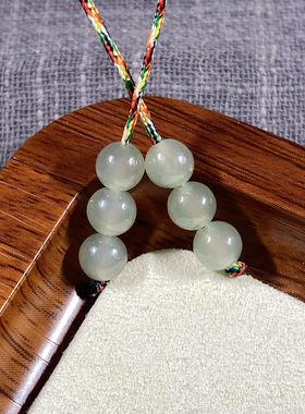 新疆和田玉湖水绿黄口弟子珠圆珠顶珠腰珠佛珠配件