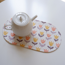 Sparkling small floral handmade fabric Rounded Clip Cotton Dining Cushion Cup Cushion Oval One-man Food Tea Mat
