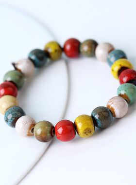 景德镇陶瓷民族风手链花釉手串