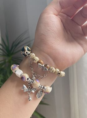 景德镇陶瓷手链新中式小清新手工编织女生文艺古风串珠手串