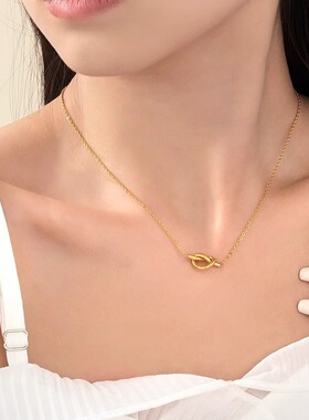 通体钛钢  个性打结钛钢项链女小众设计轻奢感颈链简约配饰