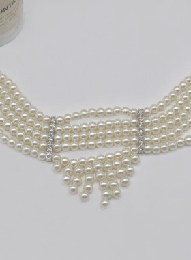 法式精致多层串珠珍珠项链轻奢感颈链气质时尚项饰设计感小众