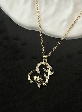 2025思潮秋季新款钛钢项链滴油竹子熊猫轻奢气质华丽满钻女士项链