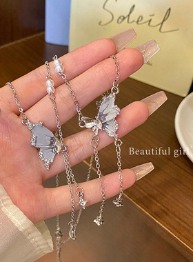 超仙精致蝴蝶流苏项链女甜酷风百搭轻奢气质锁骨链感配饰颈链