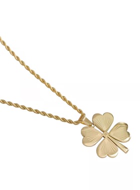 通体钛钢  春秋款大号四叶草项链搭配女毛衣链百搭显瘦配饰感