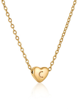 欧美ins风不锈钢爱心字母项链女钛钢桃心形字母小众锁骨链