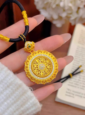 轻奢新中式如意八宝罗盘吊坠项链女古法传承颈链小众设计感锁骨链