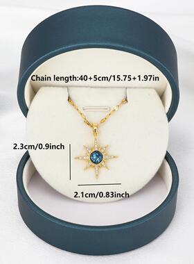 2025思潮秋季新款钛钢项链  女式轻奢气质满钻蓝色星球铜吊坠项链