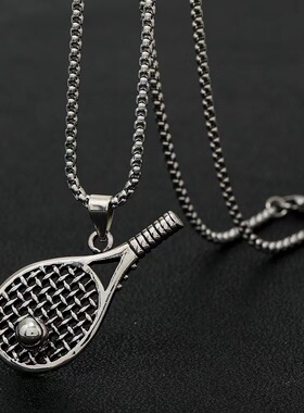 2025秋冬新款2023新款毛衣链网球拍潮牌嘻哈项链男生钛钢不毛衣链