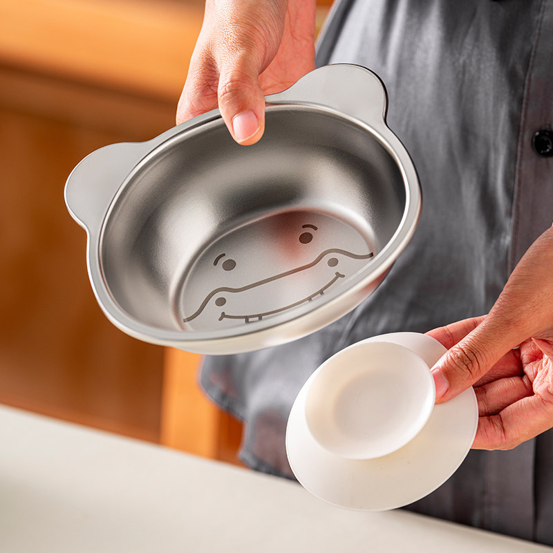 onlycook儿童碗带吸盘宝宝专用辅食碗304不锈钢防滑餐盘婴儿餐具,淘宝优惠券,粉丝福利购,淘宝优惠卷