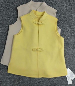 Customized Chinese style double-sided cashmere sleeveless vest China style vest waistcoat 100 wool double-sided woolen red stand collar