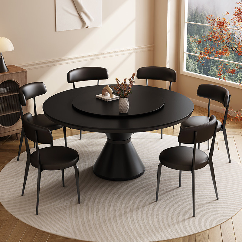 圆形岩板餐桌椅2025新款轻奢家用圆桌10人商用饭桌大理石旋转圆盘,淘宝优惠券,粉丝福利购,淘宝优惠卷