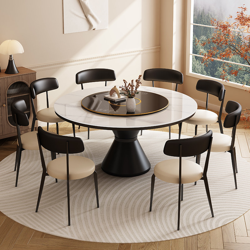 圆形岩板餐桌椅2025新款轻奢家用圆桌10人商用饭桌大理石旋转圆盘,淘宝优惠券,粉丝福利购,淘宝优惠卷