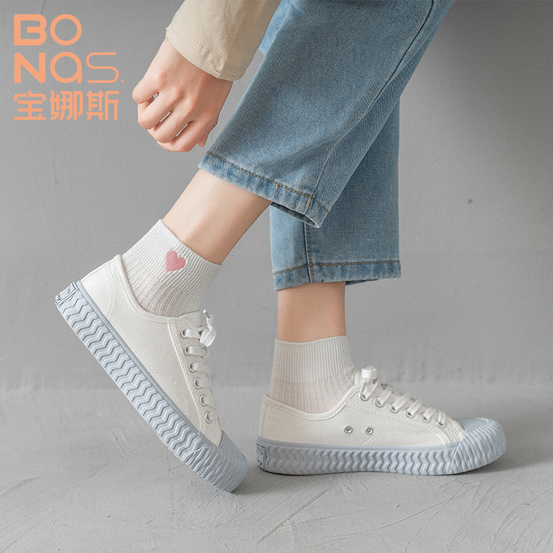 宝娜斯服饰旗舰店5双宝娜斯春夏季糖果色夏天棉袜船袜少女短袜低帮薄款透气袜子女0