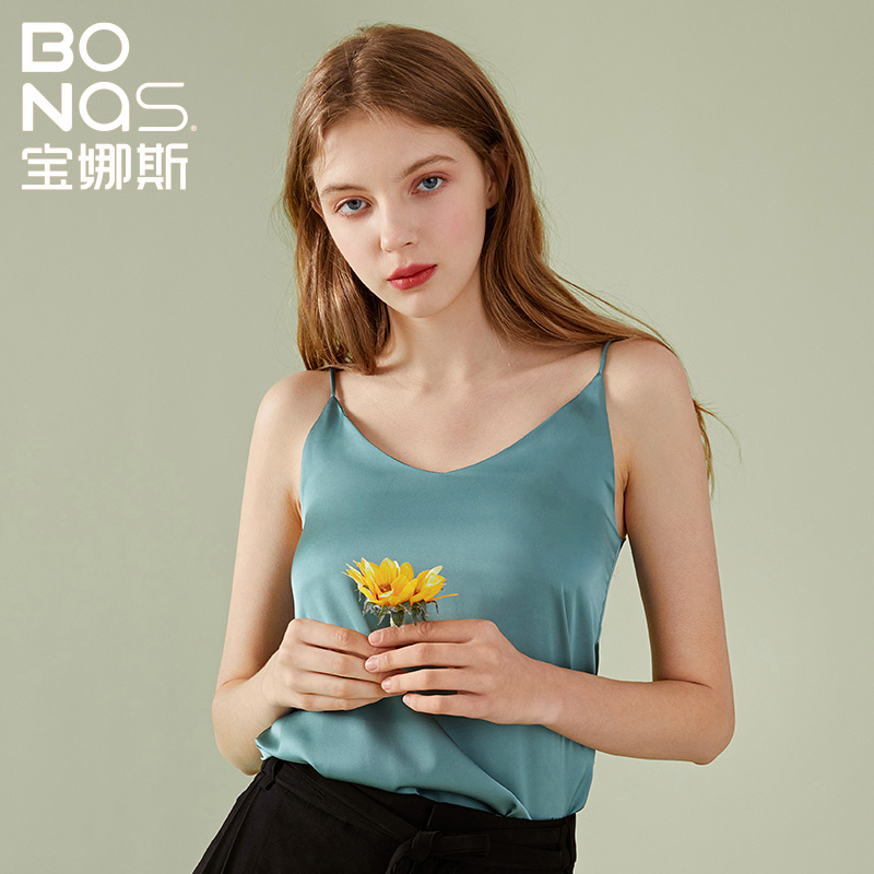 宝娜斯服饰旗舰店宝娜斯小吊带背心女雪纺打底衫缎面内搭性感外穿无袖宽松上衣夏季0