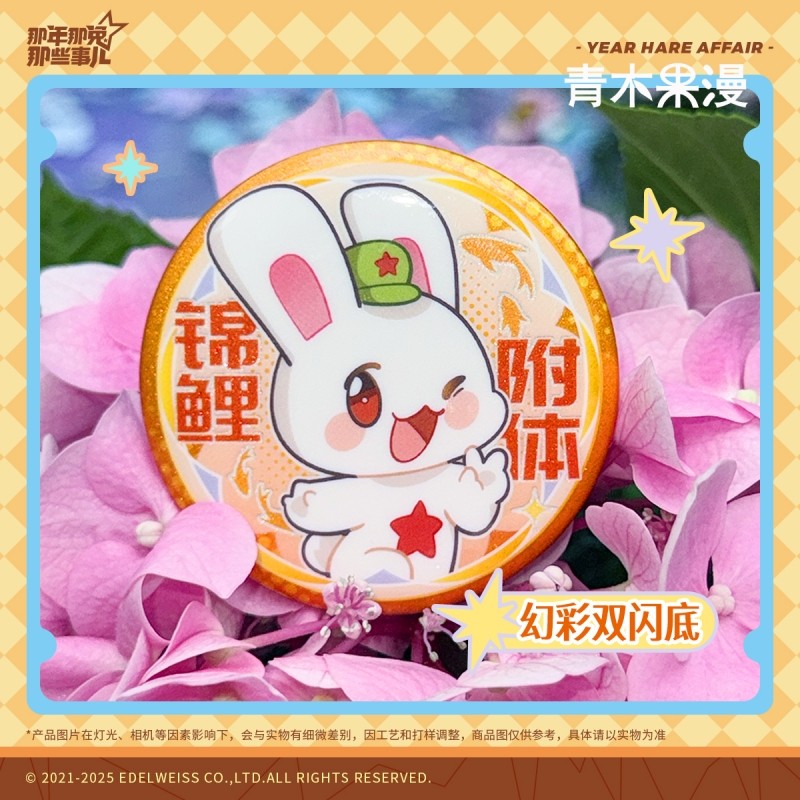 正版那年那兔那些事儿锦鲤附体系列双闪徽章马口铁吧唧动漫周边,淘宝优惠券,粉丝福利购,淘宝优惠卷