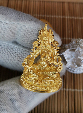 纯银绿度母供奉摆件藏传用品