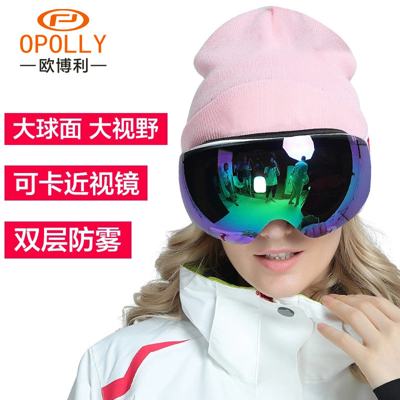 户外滑雪眼镜双层防雾 冬季防风滑雪装备登山滑雪护目镜 - 图1