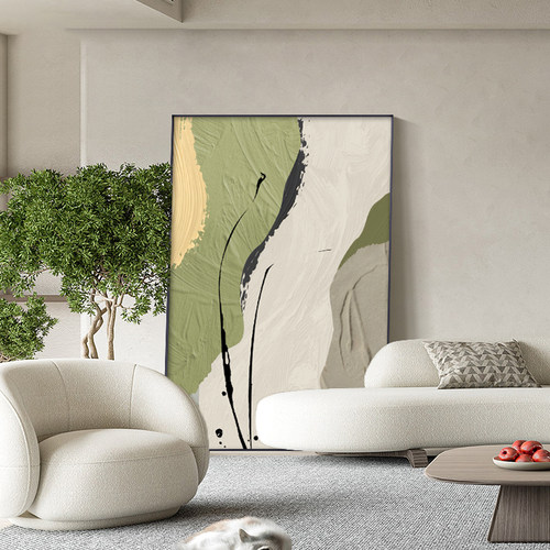 现代抽象客厅装饰画沙发背景墙肌理感挂画轻奢极简落地画入户玄关 - 图2