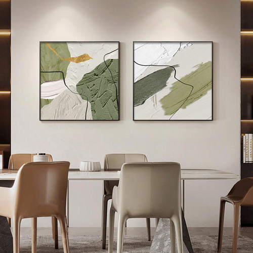 餐厅抽象艺术装饰客厅画高级感轻奢壁画现代简约挂画正方形组合画 - 图1