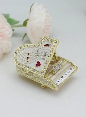 情人节礼物爱心镶钻钢琴装饰盒创意桌面小摆件生日礼物送同学闺蜜