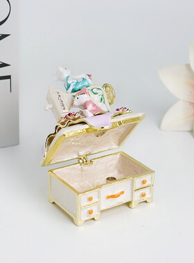 正品卡通金属装饰品小老鼠缝纫机饰品盒可收纳戒指项链闺蜜礼物