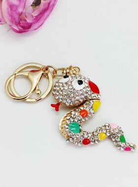 珐琅彩金属工艺品可爱蛇钥匙扣小花蛇手提包车钥匙挂件装饰吊坠