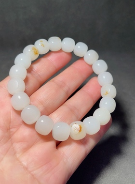 老型珠9.10手链和田玉白玉籽料 男女同款珠宝礼物百搭隔珠配珠