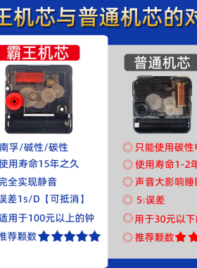 石英钟静音扫秒霸王机芯正品保障