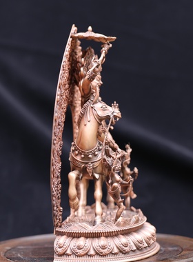 纯紫铜吉祥天母红铜小佛像家居摆件