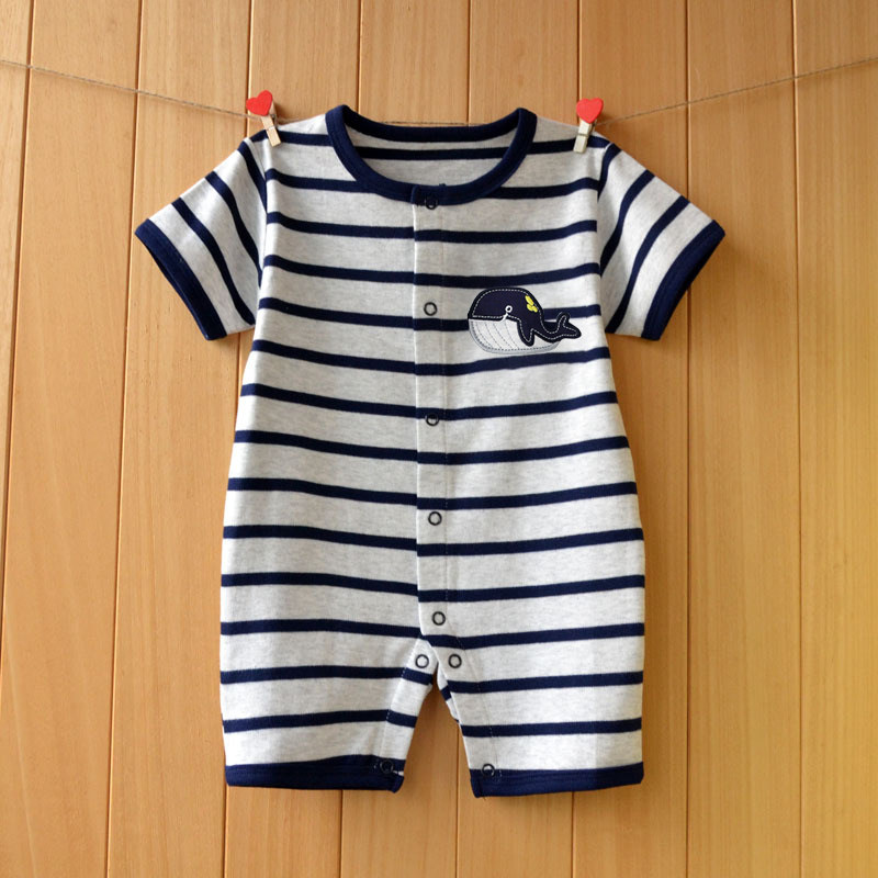 婴儿棒球服纯棉夏季0-1岁男宝宝短袖哈衣新生儿连体衣满月爬爬服,淘宝优惠券,粉丝福利购,淘宝优惠卷