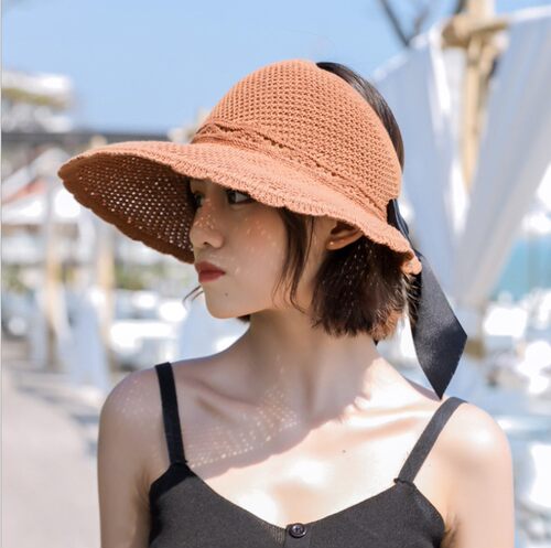 防晒遮阳大沿太阳帽防紫外线卷卷可折叠空顶凉帽女夏透气时尚草帽 - 图3