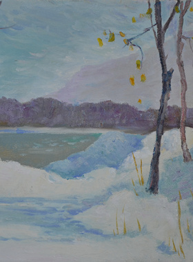 手绘油画定制欧式山水画风雪景画