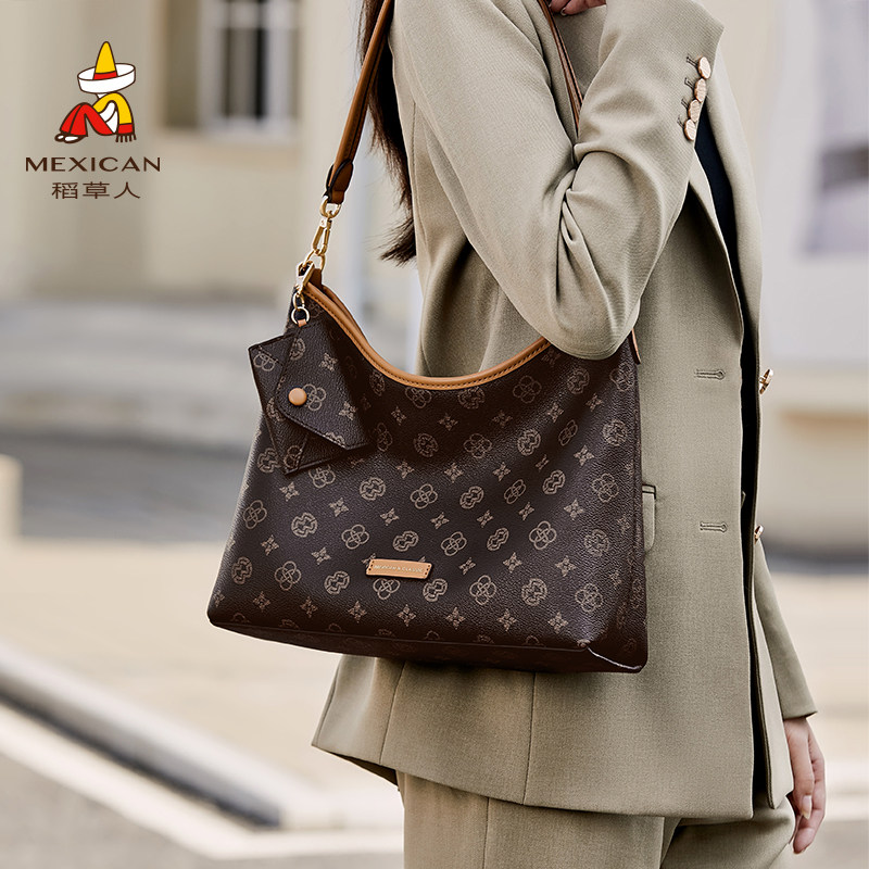 稻草人包包女式新款腋下女印花手提包大容量时尚通勤单肩包斜挎包,淘宝优惠券,粉丝福利购,淘宝优惠卷