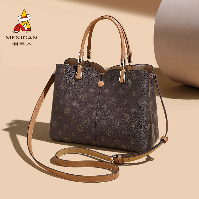 稻草人大容量包包女2026新款老花妈妈包质感时尚手提包单肩斜挎包,淘宝优惠券,粉丝福利购,淘宝优惠卷