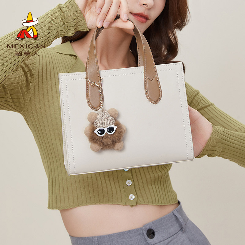 稻草人女士今年流行真皮百搭手提包 稻草人箱包女士包袋