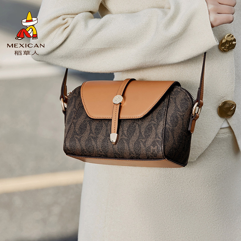 母亲节礼物稻草人包包女新款时尚斜挎包老花单肩休闲百搭通勤女包