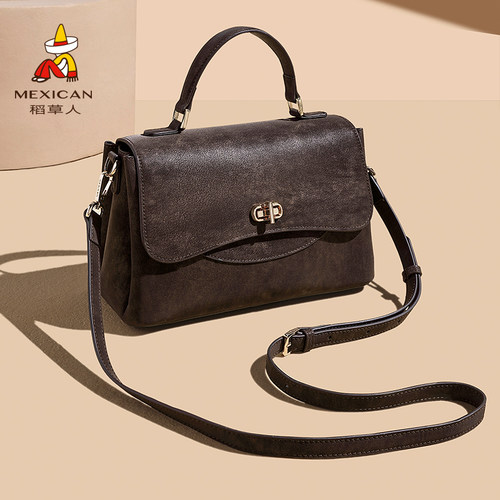 稻草人包包女2026新款时尚百搭单肩斜挎包高级感手提包立体小方包 - 图0