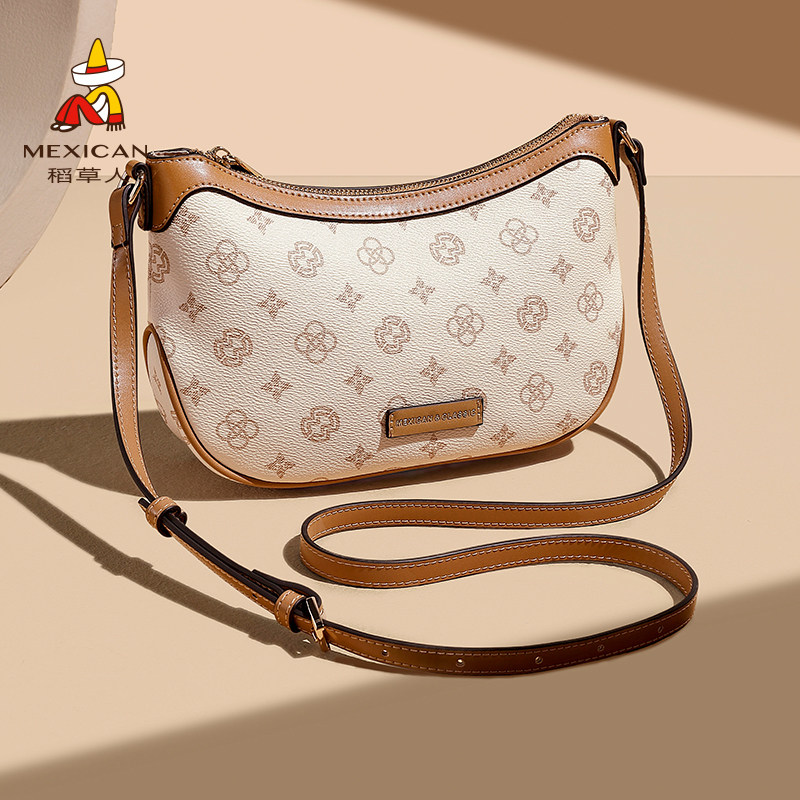 稻草人包包女式2026新款小众时尚马鞍包复古单肩斜挎包通勤老花包,淘宝优惠券,粉丝福利购,淘宝优惠卷