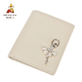 Короткий милый бумажник, кожаный кошелек, из натуральной кожи, в корейском стиле, воловья кожа