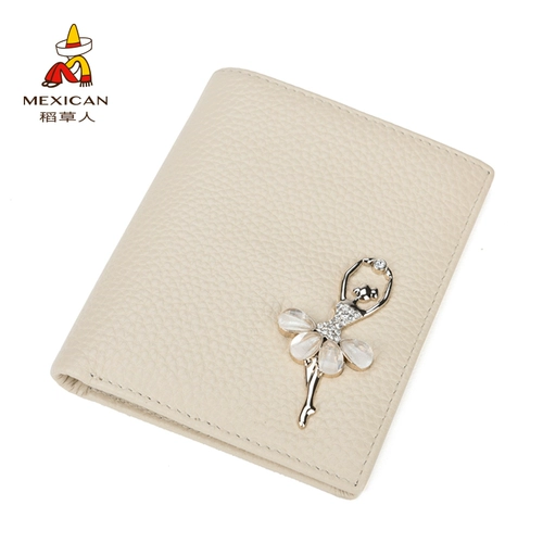 Короткий милый бумажник, кожаный кошелек, из натуральной кожи, в корейском стиле, воловья кожа