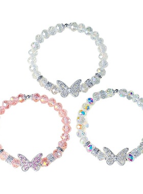 巴度原创幻彩蝴蝶玻璃水晶手链